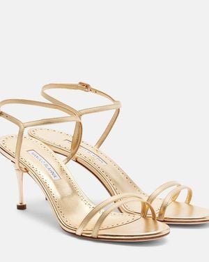 Manolo Blahnik Ciagalo Metallic Leather Sandals
