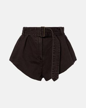 Magda Butrym Belted Cotton Canvas Shorts - Black