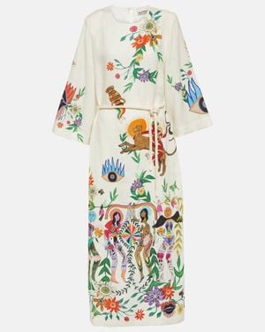 ALÉMAIS Meagan Illustration-print Linen Dress - White