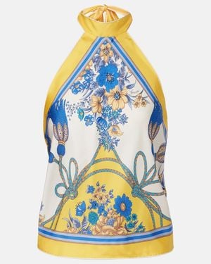 Gucci Printed Silk Twill Top - Blue
