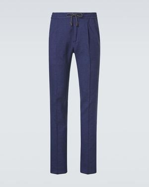 Slowear Linen, Wool And Silk Tapered Trousers - Blue