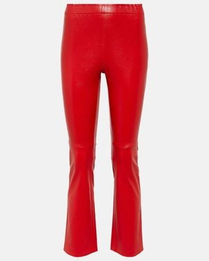 Stouls Leather Cropped Pants - Red