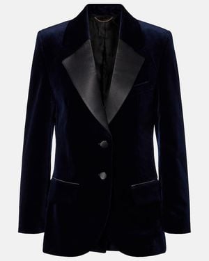 Victoria Beckham Cotton-Blend Velvet Blazer - Blue