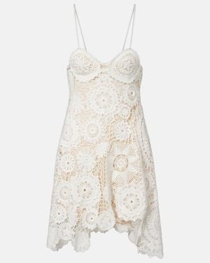 Self-Portrait Crochet Minidress - White