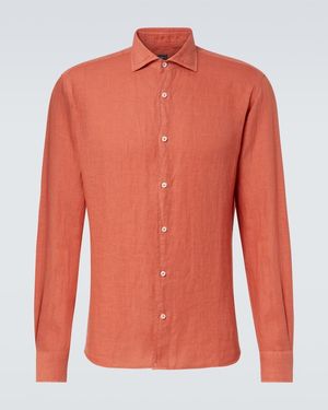 Fedeli Linen Oxford Shirt - Orange