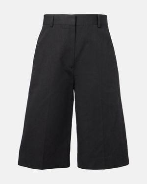 TOTEME Cotton And Linen Bermuda Shorts - Black