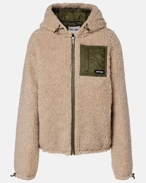 Miu Miu Wool-Blend Teddy Down Jacket - Natural