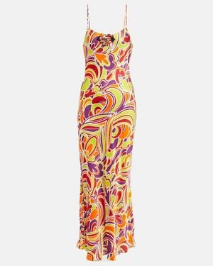 Rodarte Printed Satin Slip Dress - Orange