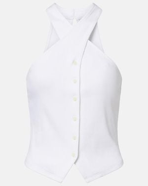 Veronica Beard Thea Halterneck Cotton-Blend Top - White