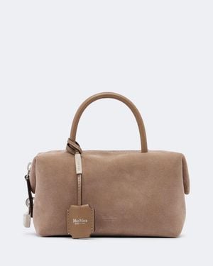 Max Mara Bowling Bag Small Aus Veloursleder - Braun