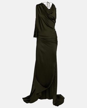 Victoria Beckham Draped Crepe Satin Gown - Black