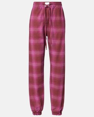 The Attico Checked Cotton Flannel Sweatpants - Red