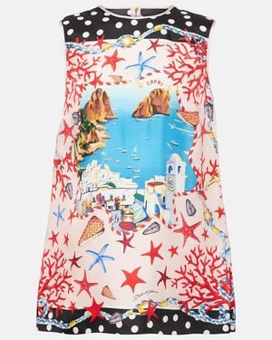 Dolce & Gabbana Capri Printed Silk Top - Red