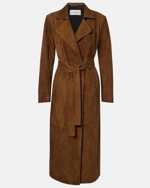 Nour Hammour Winona Belted Suede Wrap Coat - Brown