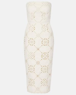 Veronica Beard Nettia Embroidered Cotton Midi Dress - White