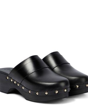 Aeyde Bibi Leather Clogs - Black