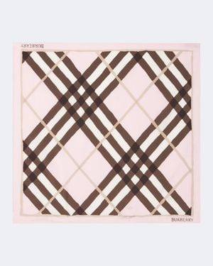 Burberry Check Silk Poplin Scarf - Pink