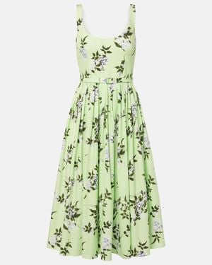 Emilia Wickstead Eglantine Floral Belted Cotton Midi Dress - Green