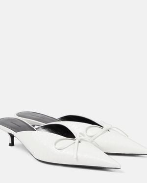 Balenciaga Knife Bow Leather Mules - White