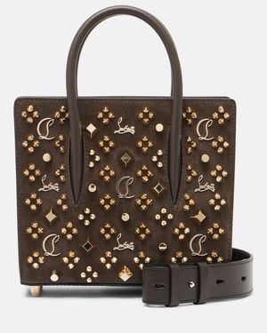 Christian Louboutin Paloma Small Embellished Suede Tote Bag - Metallic