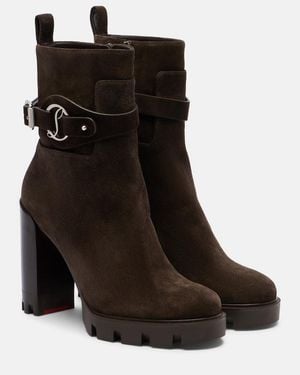 Christian Louboutin Ankle Boots Dianouchette 100 Aus Veloursleder - Schwarz