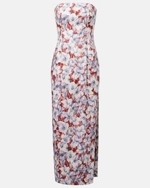 Posse Vestido Largo Rosalie De Lino Floral - Morado