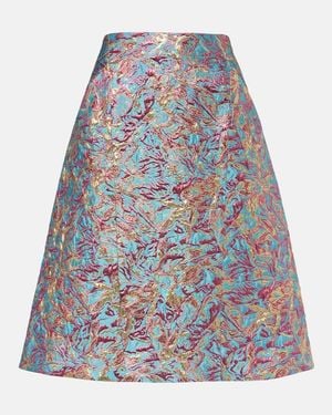 Dries Van Noten Brocade Midi Skirt - Blue