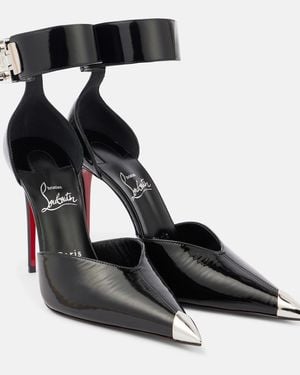 Christian Louboutin Lock Me Up 100 Embellished Leather Court Shoes - Black