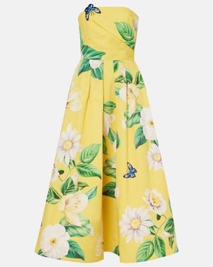 LEO LIN Lynn Floral Cotton Bustier Dress - Yellow