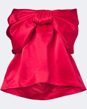 Simone Rocha Bow-Detail Satin Top - Red