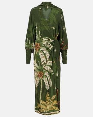 Johanna Ortiz Printed Silk Midi Dress - Green