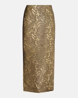 Etro Paisley Brocade Midi Skirt - Natural