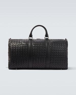 Bottega Veneta Intrecciato Leather Duffel Bag - Black