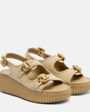 Chloé Nama Suede Platform Sandals - Metallic