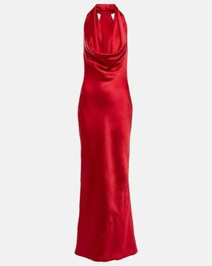 Norma Kamali Halterneck Satin Gown - Red