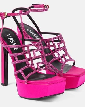 Versace Greca Embellished Maze Sandals - Pink