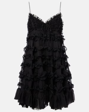 Valentino Tiered Silk Tulle Minidress - Black