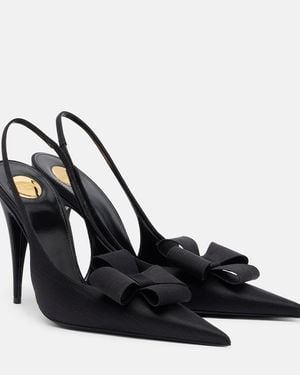 Saint Laurent Salones Destalonados Tea Con Lazo - Negro