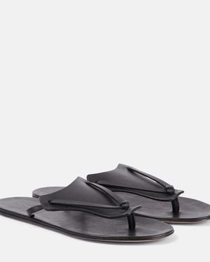 The Row Helena Leather Thong Sandals - Grey