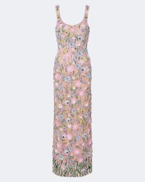La Fuori Embellished Floral-Applique Gown - Pink
