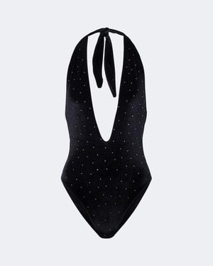 Balmain Embellished Velvet Swimsuit - Blue