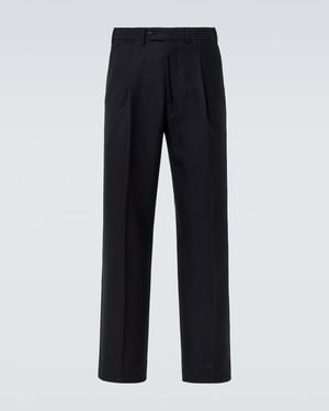 Saman Amel Amo Wool Straight-Leg Trousers - Blue