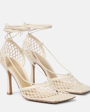 Bottega Veneta Stretch Leather And Mesh Sandals - Natural