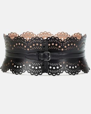 Alaïa Laser-cut Leather Corset Belt - Black