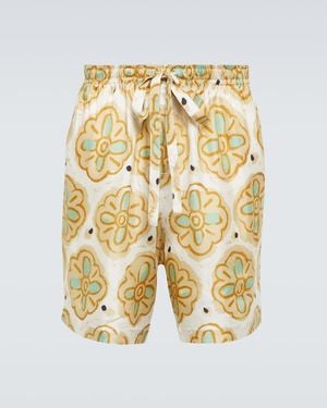 Commas Printed Silk Shorts - Metallic