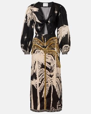 Johanna Ortiz Linen Maxi Dress - Black