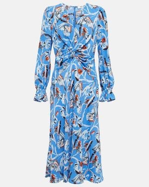 Diane von Furstenberg Anaba Floral-Print Gathered Dress - Blue