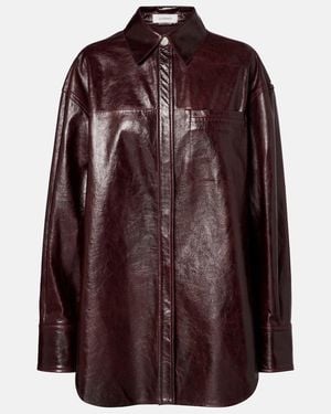 Sportmax Borel Leather Overshirt - Brown