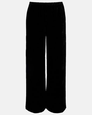 Asceno Austin Velvet Wide-Leg Trousers - Black