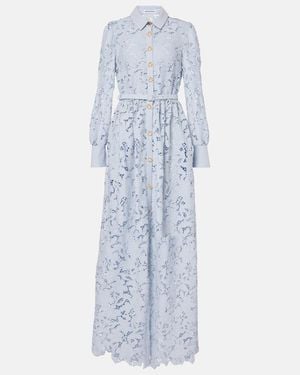 Self-Portrait Lace-Trimmed Maxi Dress - Blue